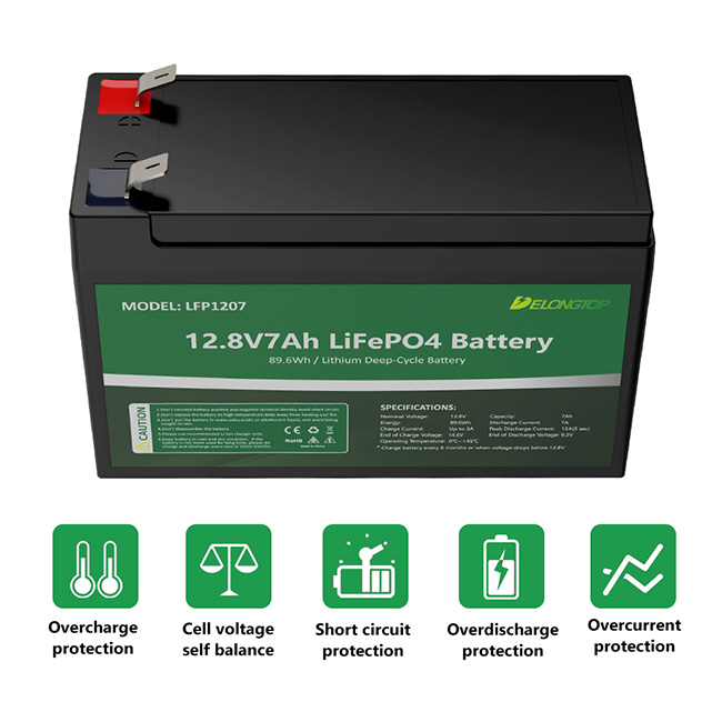 Batería de litio recargable Lifepo4 12v 7ah de la ión de litio del ciclo profundo